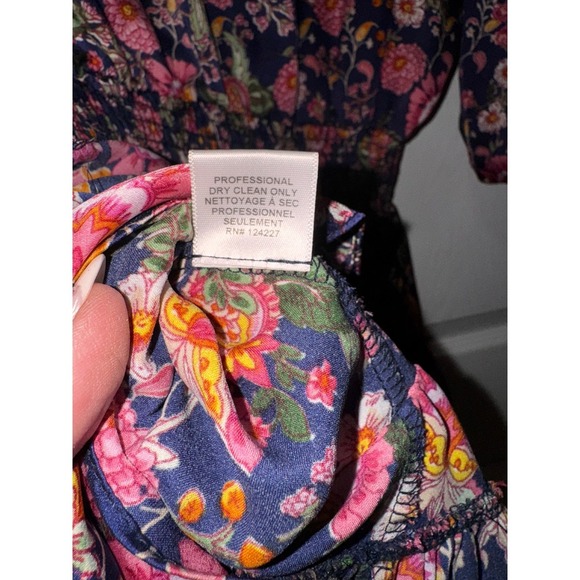 MISA Los Angeles Floral Mini‎ Dress Smocked Ruffle V Neck Short Sleeve XL - Picture 16 of 16